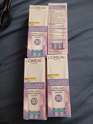 Lot Of 4 L'Oreal Paris Collagen  Moisturizer Lotion Day Cream SPF30 -1.7 Oz