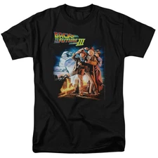Back To The Future Iii Poster Mens T Shirt Black Officially Licensed