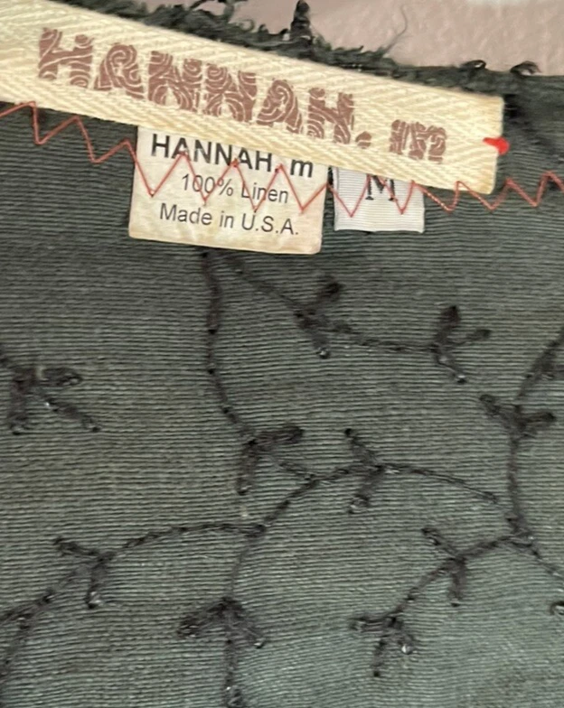 HANNAH. m Embroidered Wrap Jacket One Button Front Closure High Low Linen Medium - Image 2 of 4