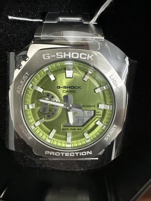 Casio G-Shock GM2110D-3A G-Steel 2100 Green Dial Stainless Steel Watch New