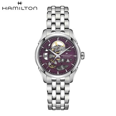 Unused HAMILTON Jazzmaster Skeleton Lady Auto H32265101 Purple WoMen in Box
