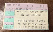 MELISSA ETHERIDGE RARE CONCERT TICKET STUB NEW YORK, NY 12/13/1994