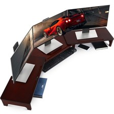 Nnewvante Large Dual Monitor Stand Riser, 60 inch Bamboo Monitor Stand with A...