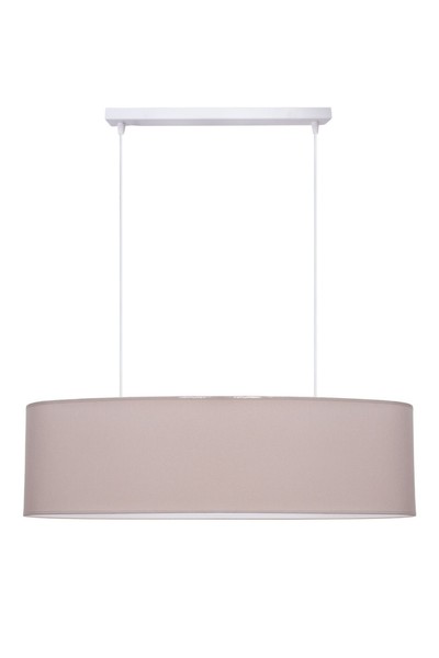Pendelleuchte Wohnzimmer Stoff Schirm Weiß Braun E27 70 Cm HäNgelampe 2-Flammig-image