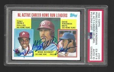 1984 Topps Mike Schmidt Tony Perez Dave Kingman #703 Signed Auto PSA 6 Auto 10