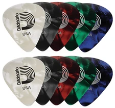 D'Addario Celluloid Guitar Picks Medium 0.70mm, 10-pack