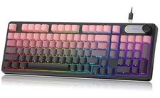 RGB Gaming Keyboard, 98 Keys USB Wired Keyboard with Rainbow Backlit, Volume
