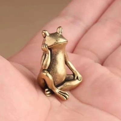 Home Decoration Toy Brass Frog Animal Figurine Miniature Statue Table Desk