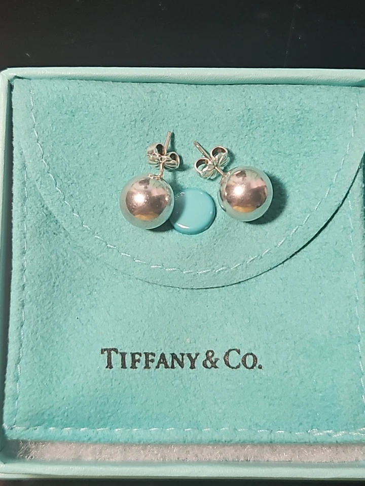 Tiffany & Co. Sterling 925 Graduated Beaded Necklace & Earrings 10MM Blue Box - Image 4 of 4