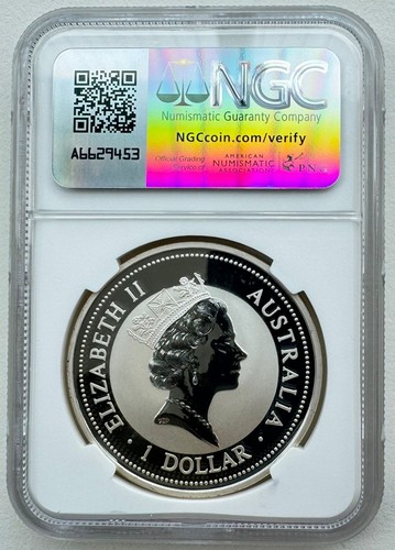 NGC MS70 Australia Perth Mint 1996 Kookaburra Panda Privy Mark Silver Coin 1oz - Picture 2 of 4