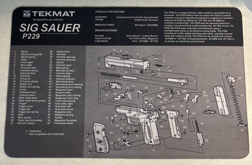 TekMat Sig Sauer P229 Parts & History Cleaning Mat 10-7/8"x16-3/4"