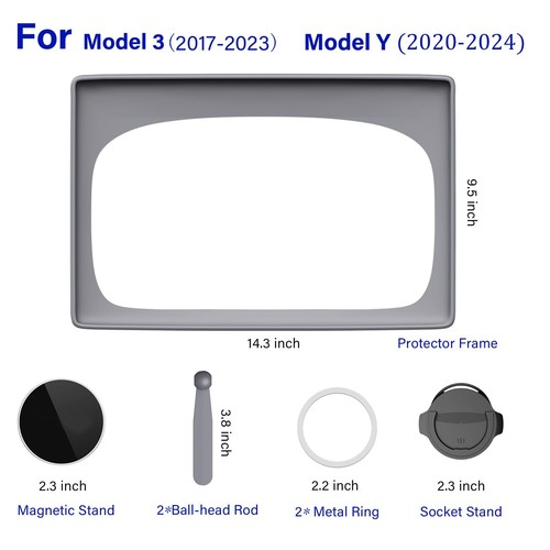 Tesla Display Phone Mount and Screen Protector TPU Frame Magnetic Stand and S... - 第 7/9 張圖片