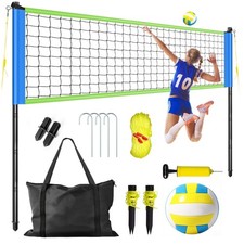 32FT Portable Volleyball Net Set Height Adjustable Poles Carry Bag Garden Sport