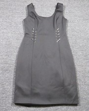 Guess Dress Womens 10 Black Sleeveless Bodycon Sheath Scoop Neck Grommet Waist