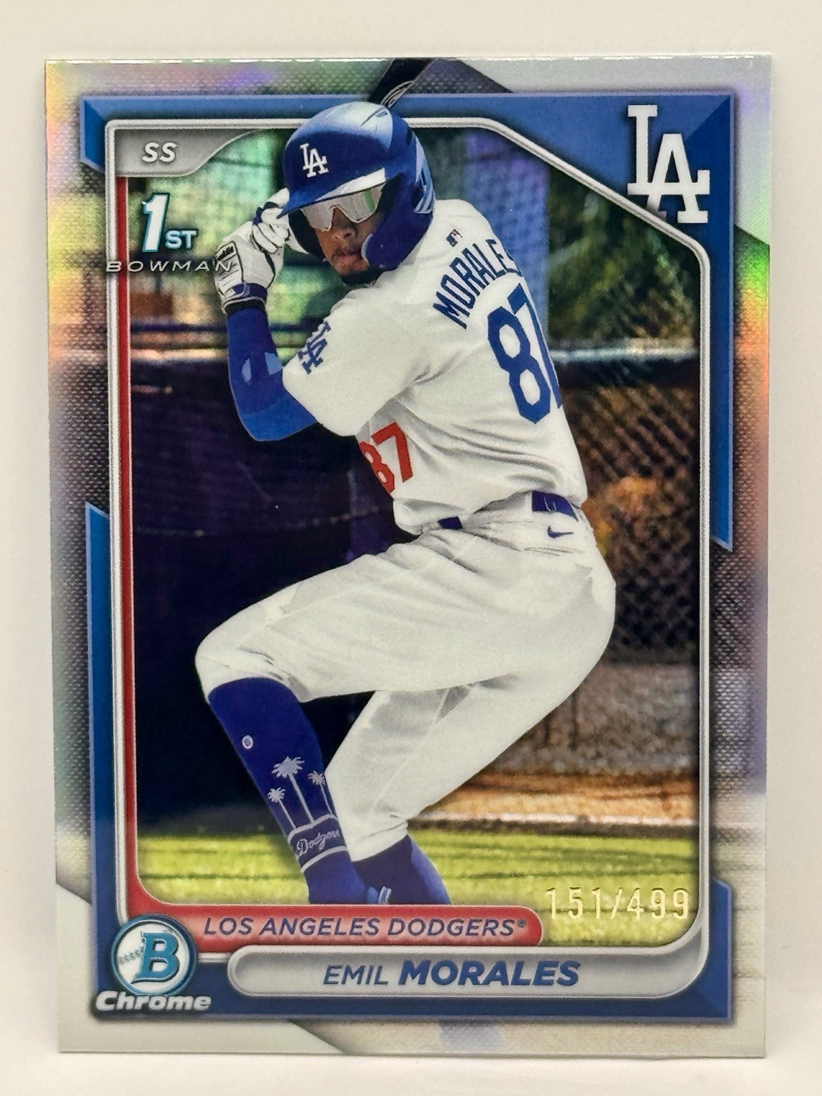 2024 Bowman Chrome Prospect Emil Morales 1st #BCP-221 Refractor /499 Dodgers
