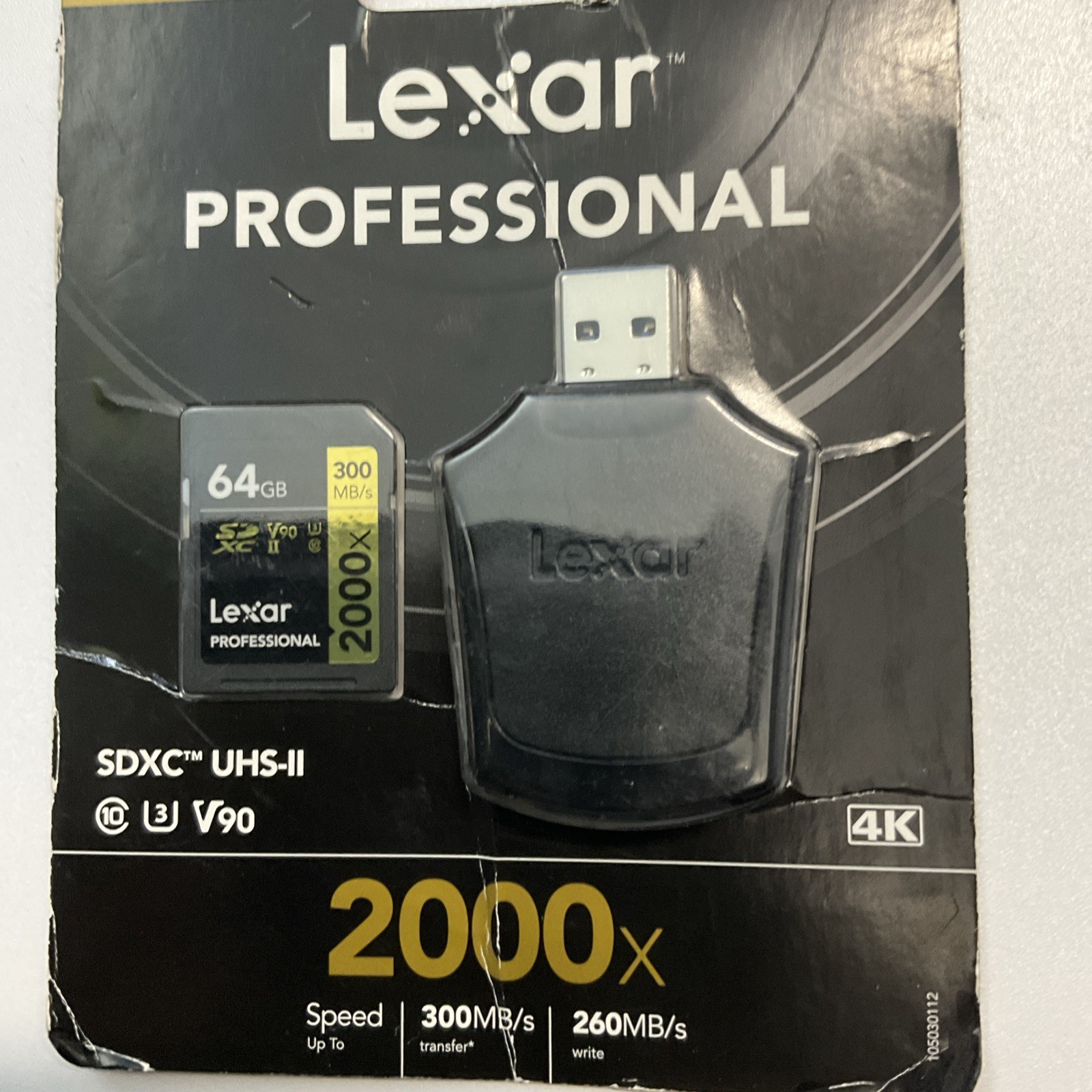 Lexar SDXC Professional 2000X UHS-II U3 V90 - 64GB Memory Card with usb reader
