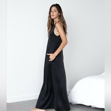 Lunya Washable Silk Racerback Maxi Dress Size XS in Black