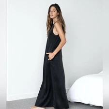 Lunya Washable Silk Racerback Maxi Dress Size XS in Black