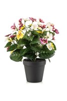 Artplants Kunstblumen StiefmüTterchen Norha Im Dekotopf, Weiß-Lila-Gelb, 30Cm