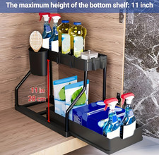 2 Tier Under Sink Organizer Pull Out Kitchen Storage Rack