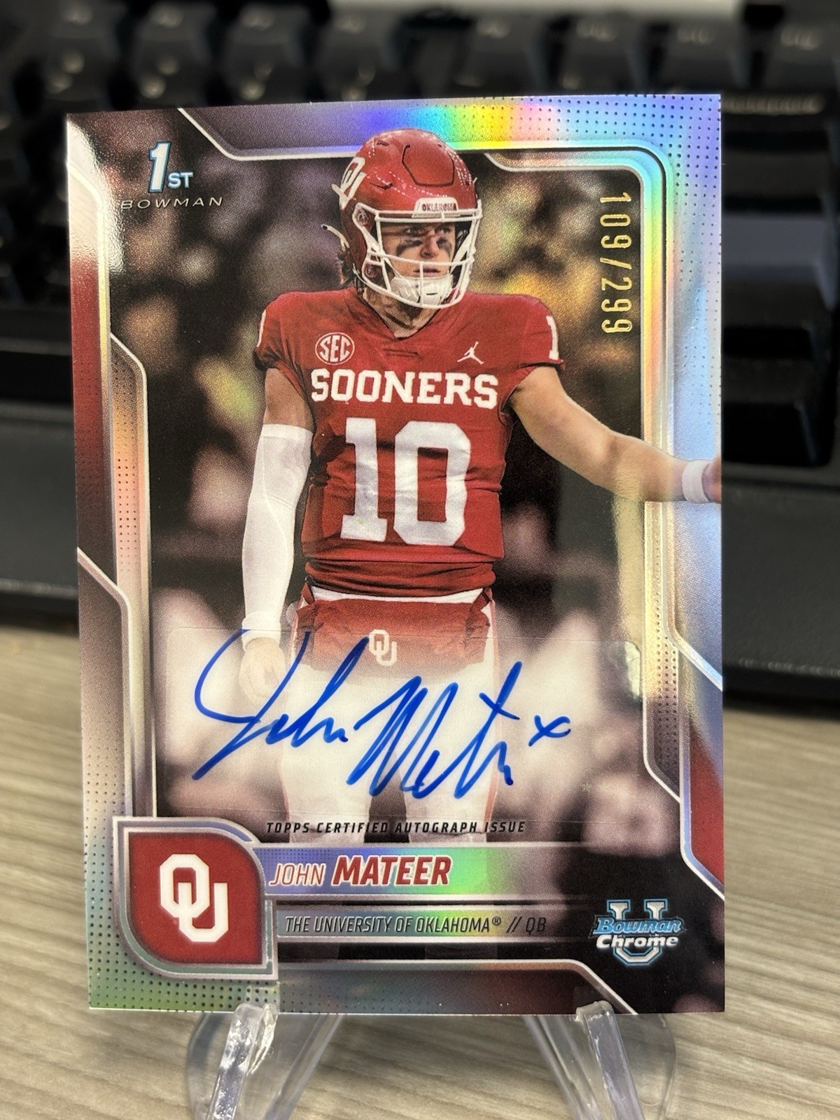 2025 Bowman Chrome U - JOHN MATEER - /299 Refractor Auto 1st Oklahoma