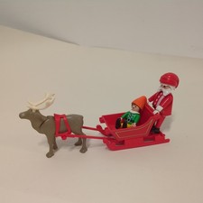 Playmobil Christmas Red Sleigh with Reindeer, Santa & Elf Figure Holiday Toy Set