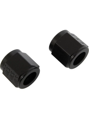 Earls Tube Nuts Aluminium Black Anodized -5AN Female Threads Pair (AT581805ERL) - Picture 1 of 12