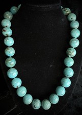 Dyed Howlite Turquoise Chunky Bead Choker Necklace 16" NIB