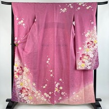 Long-sleeved kimono length 162.5cm sleeve length 66cm M sleeve cherry blossom
