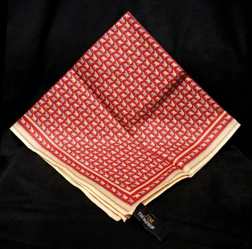 Jim Thompson Elephant Pattern 100% Cotton Handkerchief - BNWT