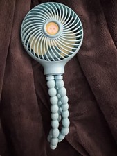 Light Blue Mini Portable Flexible Tripod Fan USB Battery Clip-On Handheld