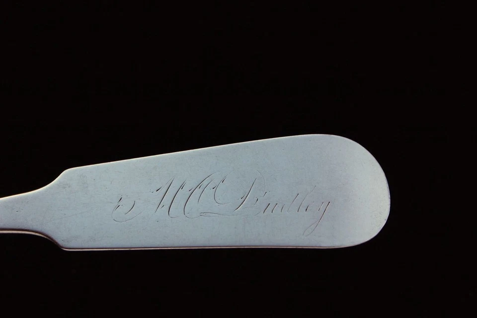 H C DUDLEY Infantería 1841-1850 Moneda Plata J Gorham Esterlina Mesa Cuchara Violín Foto 3 de 4