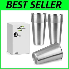 Eco-Friendly Stainless Steel Pint Cups, 16 oz