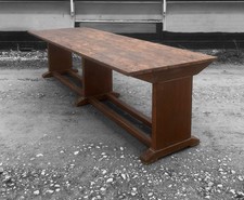 LARGE ANTIQUE 19th CENTURY ENGLISH OAK & PINE TOPPED DINING TABLE, C1900