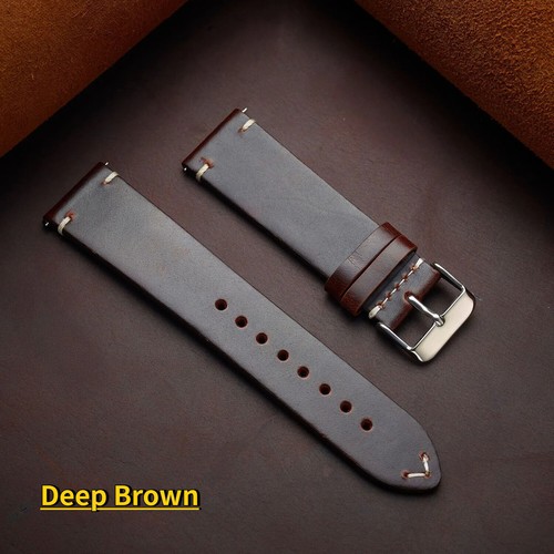 Retro Cow Genuine Leather Watch Strap 18mm 19 20 21 22 24mm Wrist Band Bracelet - Picture 10 of 20