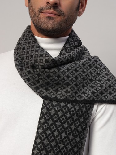 Negro Rombos/Diamante Bufanda, Lana Caliente Invierno Wrap Chal para Men Viento - Imagen 4 de 8