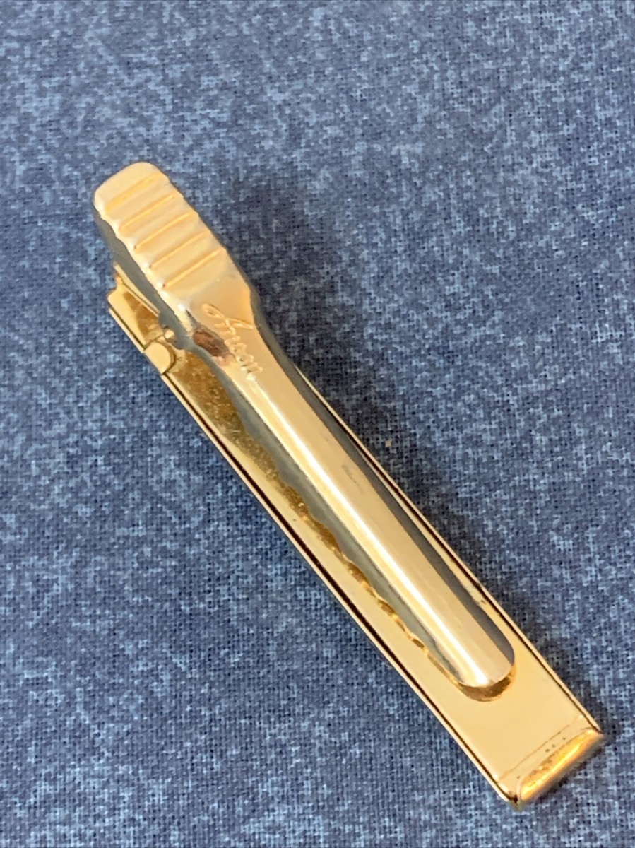 Vintage Anson Masonic Tie Clip Gold Tone with Red Accents