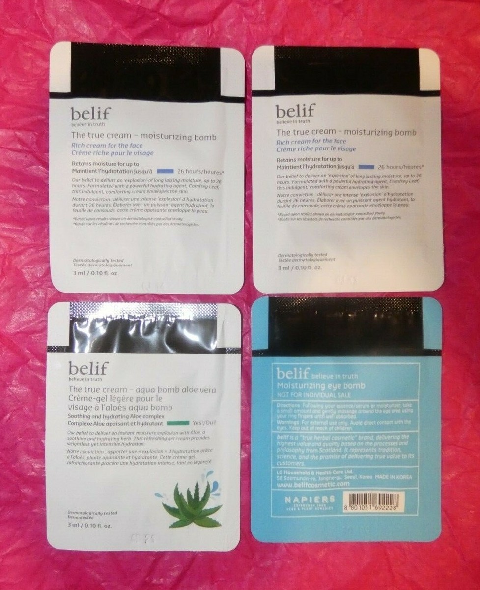 NEW BELIF True Cream Moisturizing & Aqua Aloe Bomb & Moisturizing Eye Bomb  | eBay