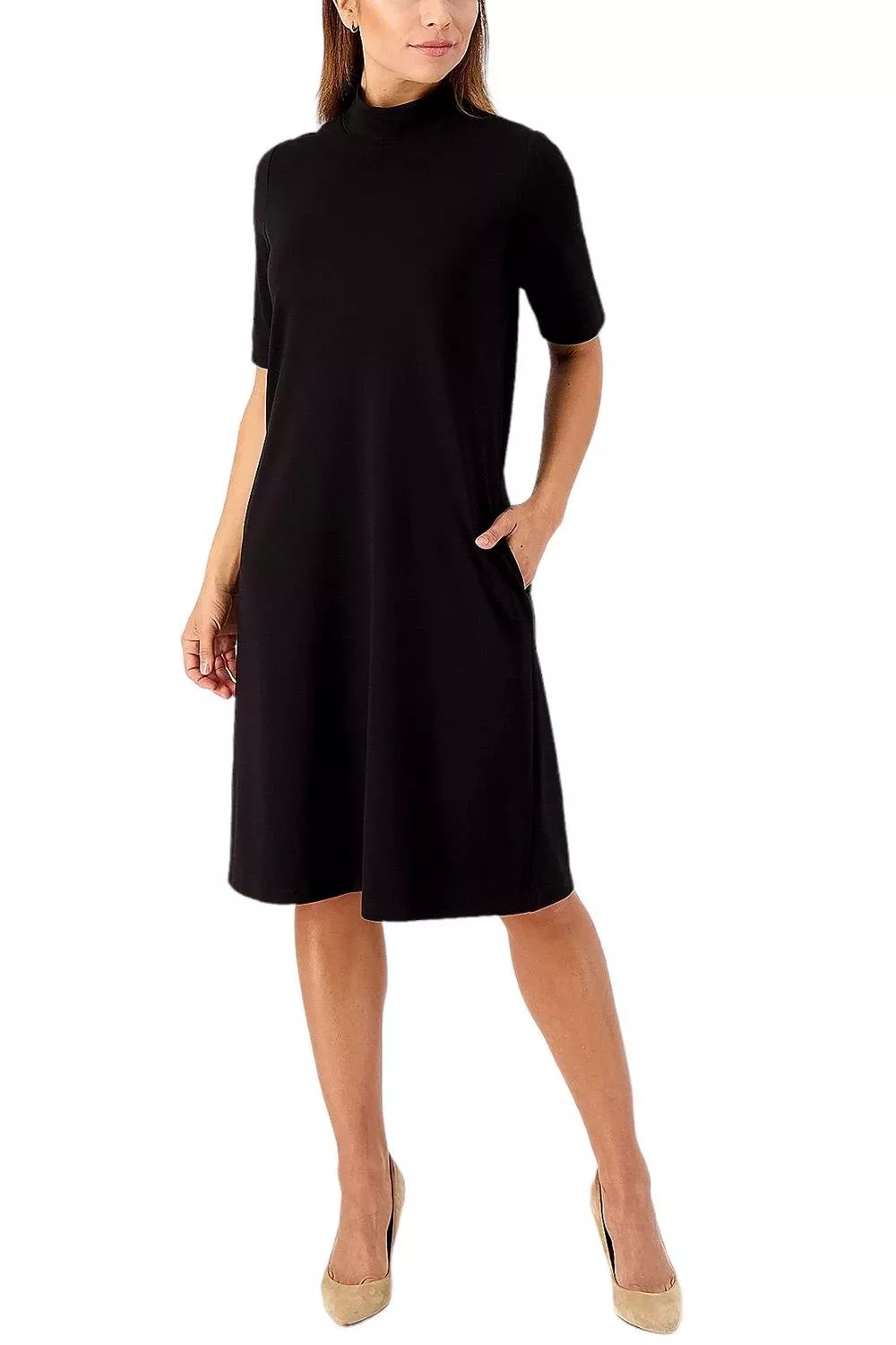 Robe coude simulée noire Susan Graver Every Day Supreme en tricot coude