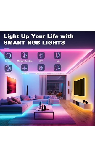 Striscia LED 15 Metri, Bluetooth RGB Smart 5M Con Telecomando, Controllo Con App - Foto 2 di 4