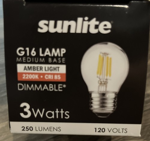 Sunlite LED Vintage G16 Globe 3W (25W Equivalent)Medium (E26) Base, Amber (a1) - Picture 5 of 6