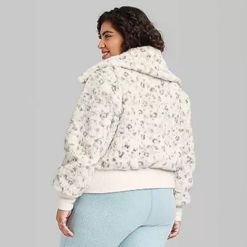 Womens XXL Leopard Faux-Fur Bomber Jacket. New Sealed. $45 retail - Picture 2 of 5