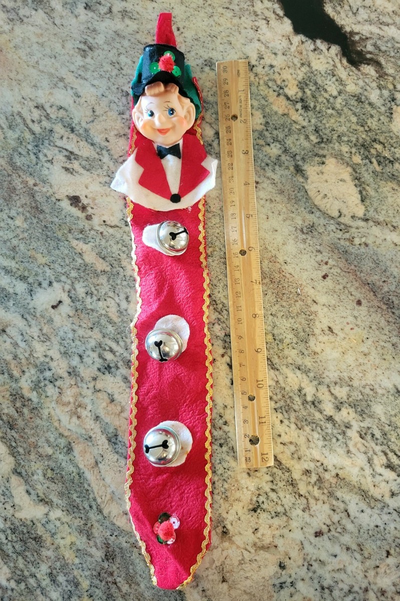 Vintage JAPAN Christmas ELF IN TUX & HAT JINGLE BELLS WALL