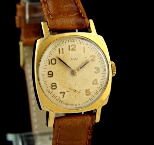☭ 1960s ZIM POBEDA 2602 Gold Plated AU10 Rare Old Classic Wristwatch USSR CCCP ☭ - Picture 4 of 12