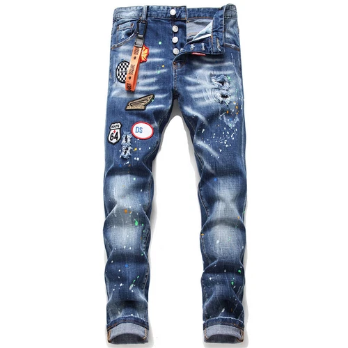 Jeans Uomo Dsquared2 Denim Denim Elasticizzato Multi-Craft Outdoor Icon Slim QSD2 Pantaloni - Foto 7 di 9