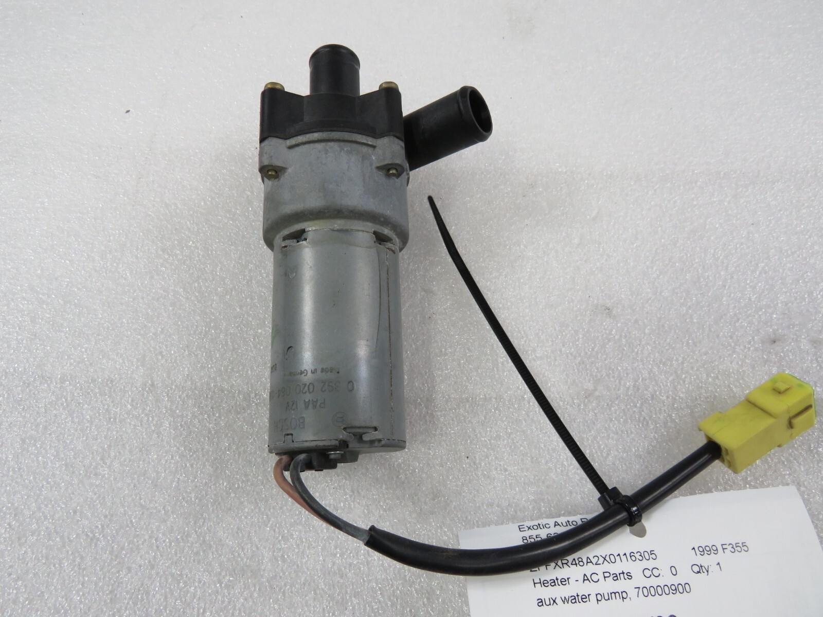 Ferrari F355, 348, 456, 550, Auxiliary Water Pump, Used, P/N 70000900