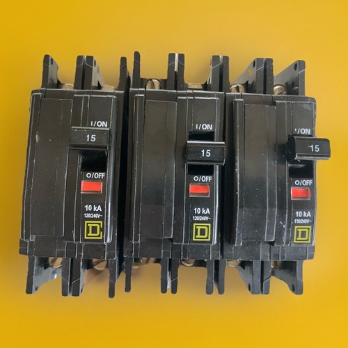 SQUARE D QOU215 Feed-thru Circuit Breaker 2 Pole 15 Amp 120/240VAC used - Picture 7 of 16