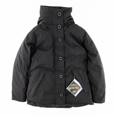 Patagonia Womens Large Frozen Range Down Jacket Hood Goretex Zip Button Black