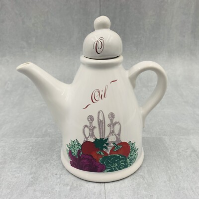 Vintage Ceramic Oil Cruet Painted Tomatoes Certified International Corp PORTUGAL