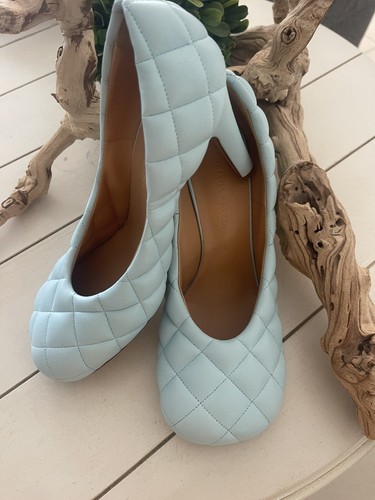 AUTH.BOTTEGA VENETA BLOCK BABY BLUE QUILTED LEATHER PUMPS HEELS SHOES US 8.5 - Picture 6 of 10